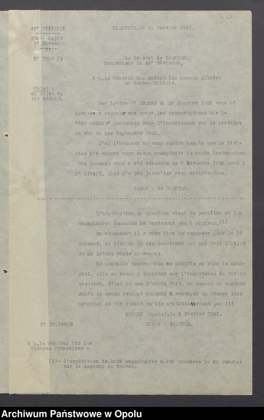 image.from.unit.number "Sorties /Korespondencja własna wychodząca, pisma, zarządzenia, potwierdzenia telefoniczne/ 1.02.-13.04.1921"