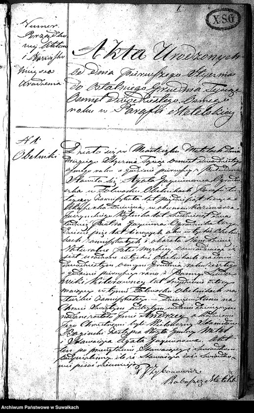 image.from.unit.number "Duplikat Aktów Urodzonych, Zaślubionych Zmarłych Katolików Parafii Metelskiey Roku 1828"