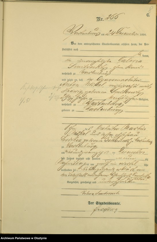 image.from.unit.number "Sterbe-Haupt-Register Tom II,Nr 260 - 268"