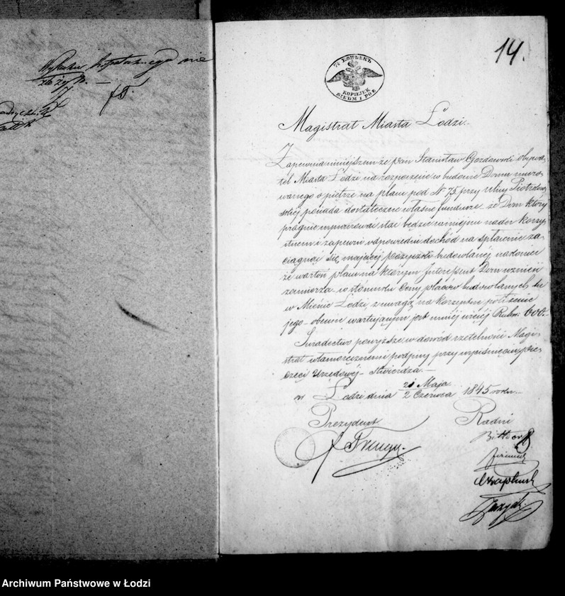 Obraz 13 z jednostki "Akta tyczące się pożyczki budowlanej Hersza Lipskiego i Lajzera Bergera"