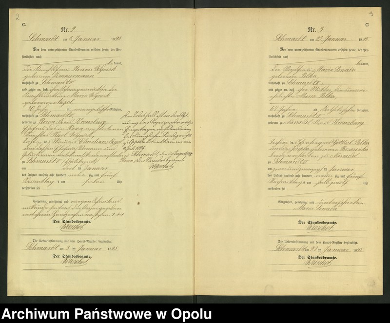 image.from.unit.number "Sterbe-Neben-Register Standesamts Schmardt pro 1895"