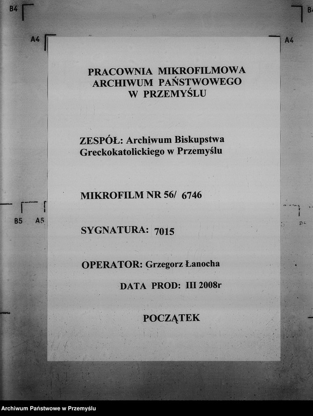 Obraz 1 z jednostki "[Kopie ksiąg metrykalnych parafii Gnojnice z filią Wola Gnojnicka (dekanat Jaworów)]"
