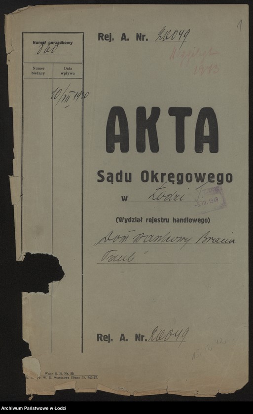 Obraz 3 z jednostki "Dom bankowy bracia Taub- prowadzenie przedsiębiorstwa bankowego"