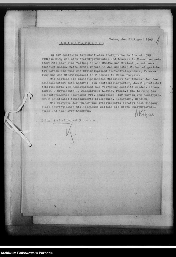 Obraz 6 z jednostki "[Korespondencja w sprawach organizacyjnych, uwagi powizytacyjne], Stadtsippenamt Posen [Poznań]"