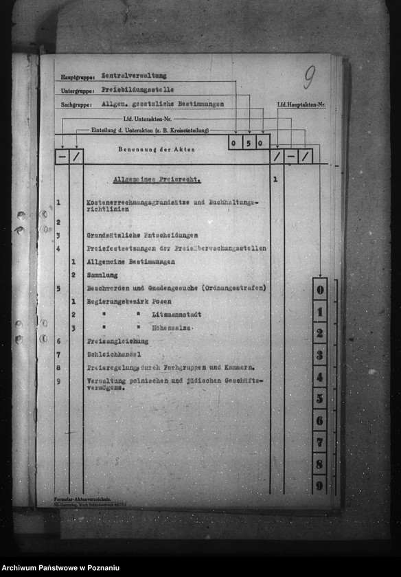 Obraz 13 z jednostki "Aktenplan der - Preisbildungsstelle"