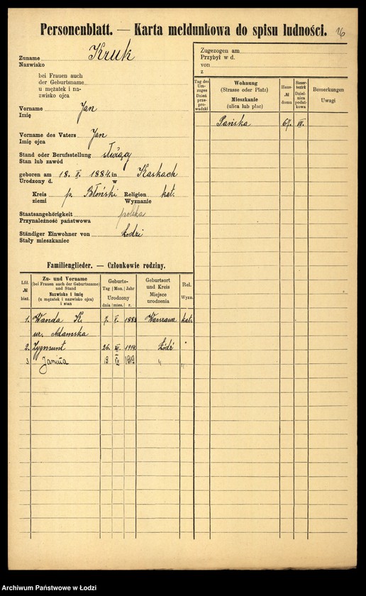 Obraz 18 z jednostki "[Spis ludności Łodzi] Kruk - Krol"