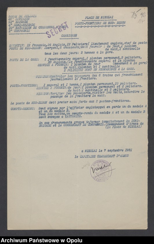 Obraz 17 z jednostki "/Plany obrony garnizonów, miejsc postoju oddziałów 91 Brygady Strzelców Alpejskich/  IX 1921"