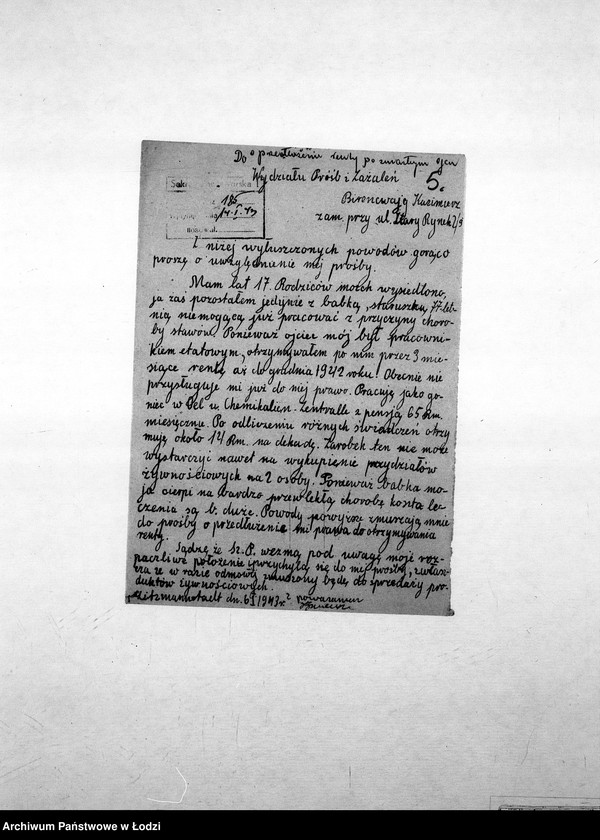 Obraz 8 z jednostki "[Podania o zasiłek pieniężny]"