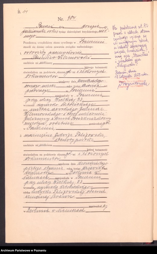 Obraz 16 z jednostki "Księga miejscowa małżeństw tom IV [Rejestr główny małżeństw]"