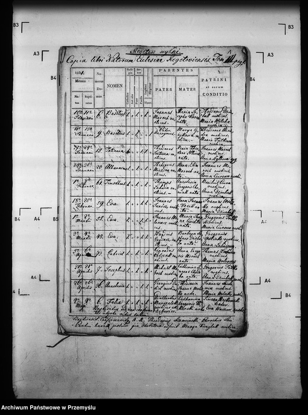 Obraz 5 z jednostki "[Kopie ksiąg metrykalnych parafii Regetów Wyżny z filiami Regetów Niżny, Skwirtne (dekanat Gorlice)]"