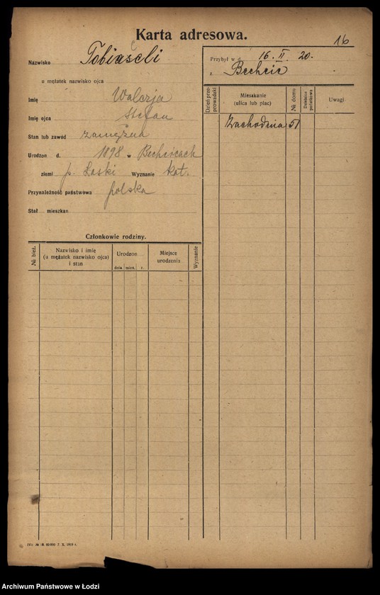 Obraz 18 z jednostki "[Spis ludności Łodzi] Tober - Tomański"