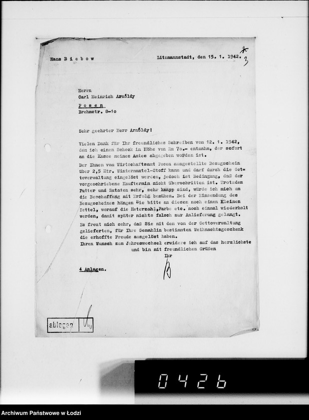 Obraz 7 z jednostki "C.H.Arnoldy Posen. [Korespondencja z G.V.w sprawie zakupu towarów]"