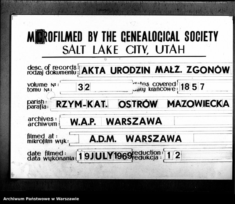 Obraz 1 z jednostki "Akta urodzeń, małżeństw i zgonów"