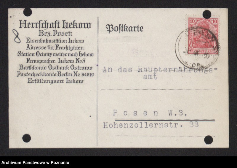 Obraz 10 z jednostki "[Kwestionariusze statystyczne dotyczące suszarni i krochmalni ziemniaków]"