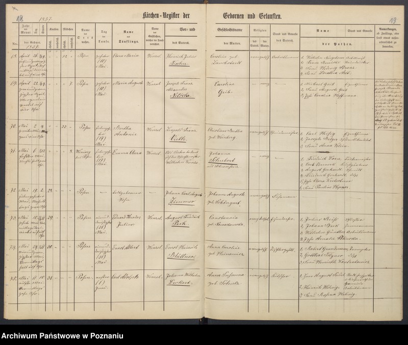 Obraz 13 z jednostki "[Akta urodzeń i chrztów, ślubów, zgonów]"