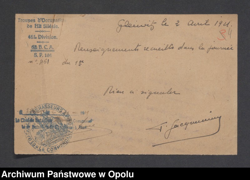Obraz 7 z jednostki "/Meldunki dzienne o sytuacji w rejonach postoju wojsk - wiadomości ekonomiczne, polityczne i wojskowe, m.in. propaganda komunistyczna/ IV 1921"