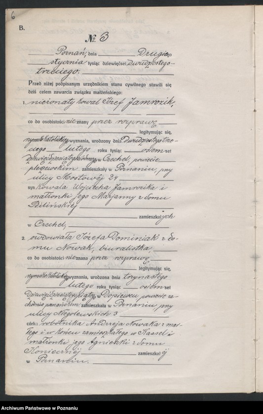 Obraz 8 z jednostki "Księga miejscowa małżeństw tom I [Rejestr główny małżeństw]"