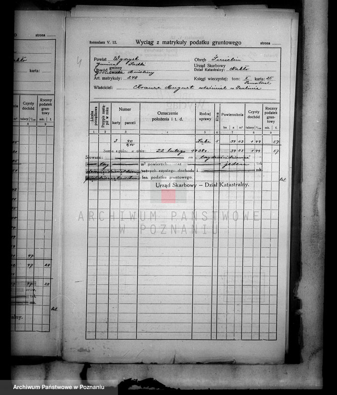 Obraz 12 z jednostki "Wyciągi z matrykuły podatku gruntowego majątku Samostrzel powiatu wyrzyskiego"