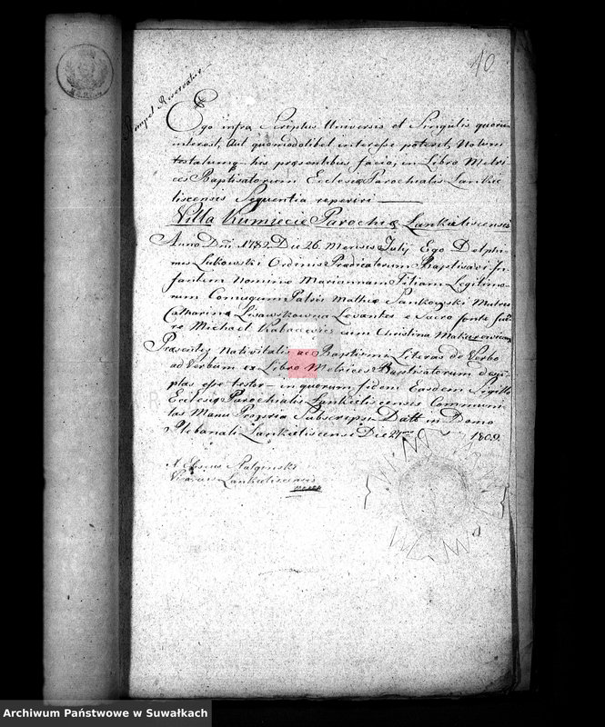 image.from.unit.number "Akta Stanu Cywilnego wyznania Rzymsko-Katolickiego w Sejach [Dokumenty do akt małżeństw]"