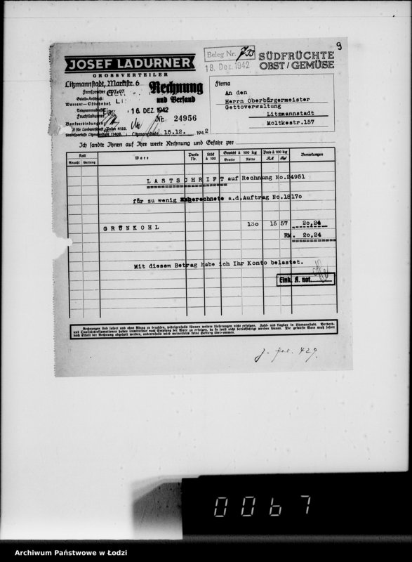 Obraz 13 z jednostki "Lebensmitteleinkauf. Aufträge, [Lieferscheinen und Rechnungen] 18111-18170"