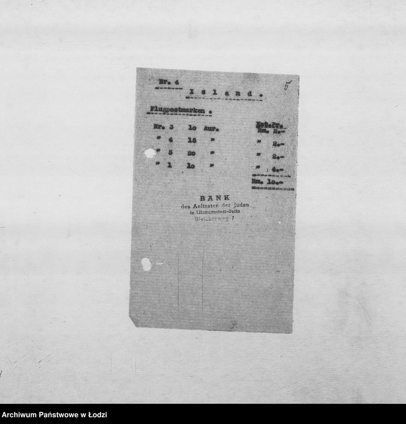 Obraz 8 z jednostki "Banken [Korespondencja PSŻ z GV i bankami niemieckimi w sprawie przekazów pieniężnych dla wsiedlonych do getta Żydów z Rzeszy]"