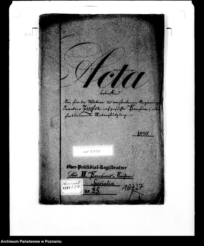 Obraz 4 z jednostki "Die für die Witwe des verstorbenen Regierungssekrätars Ziegler nachgesuchte Pension oder fortdauernde Unterstützung."