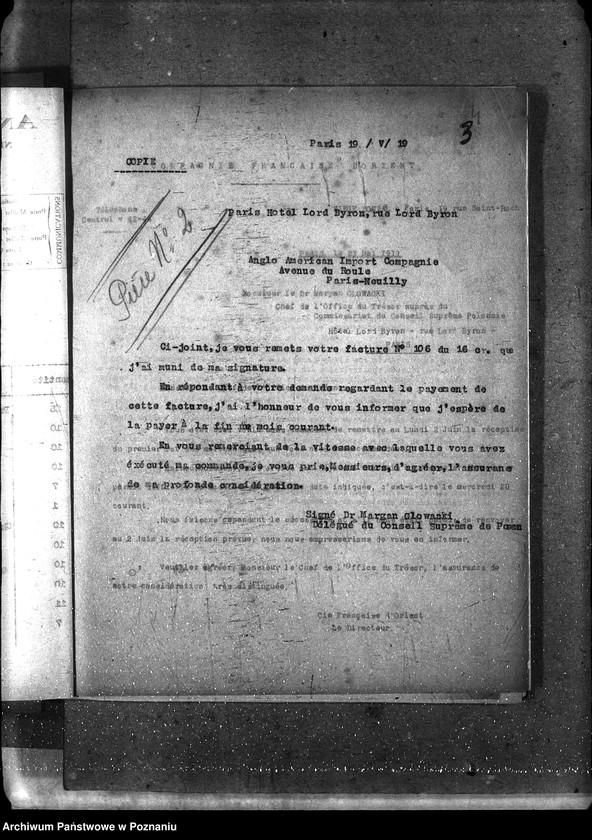 Obraz 8 z jednostki "[Różne papiery i korespondencje dot. Spraw załatwianych przez polskich przedstawicieli handlowych w Paryżu]"