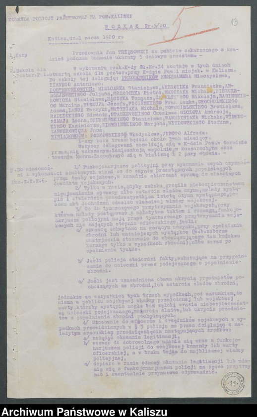 Obraz 17 z jednostki "[Rozkazy wewnętrzne Komendy Powiatowej Policji Państwowej w Kaliszu]"