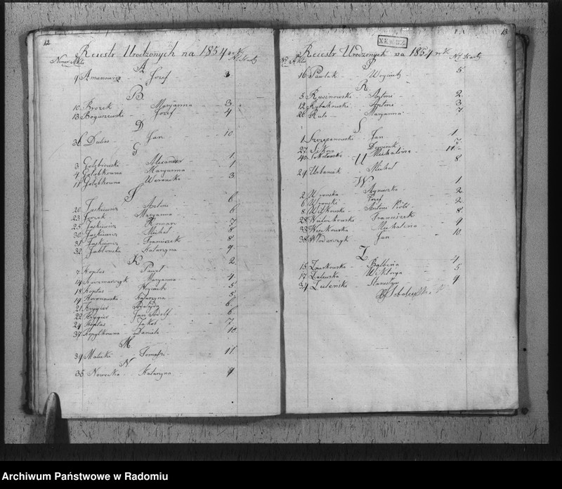 Obraz 12 z jednostki "Duplikat urodzonych, zaślubionych i zmarłych parafii Kazanów na rok 1854"
