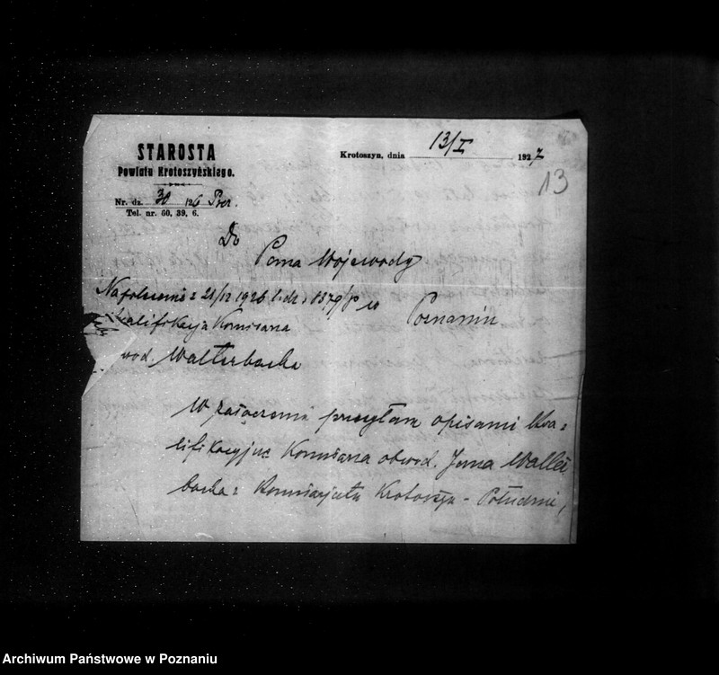 Obraz 17 z jednostki "Akta osobiste Walterbacha Jana komisarza obwodowego w Trzemesznie"