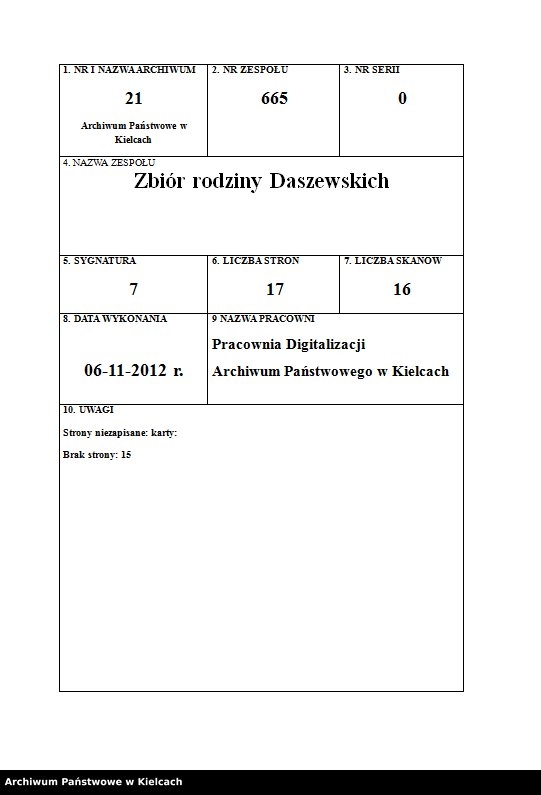 Obraz 1 z jednostki "Dokumenty Jana daszewskiego złożone w ZBOWiD w Kielcach"