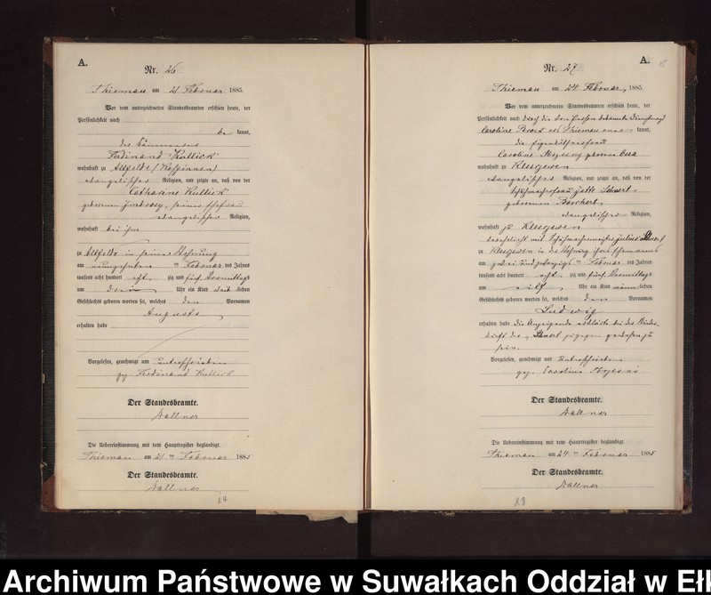 image.from.unit.number "Geburts-Neben-Register des Preussischen Standes-Amtes Rydzewen Kreis Loetzen"
