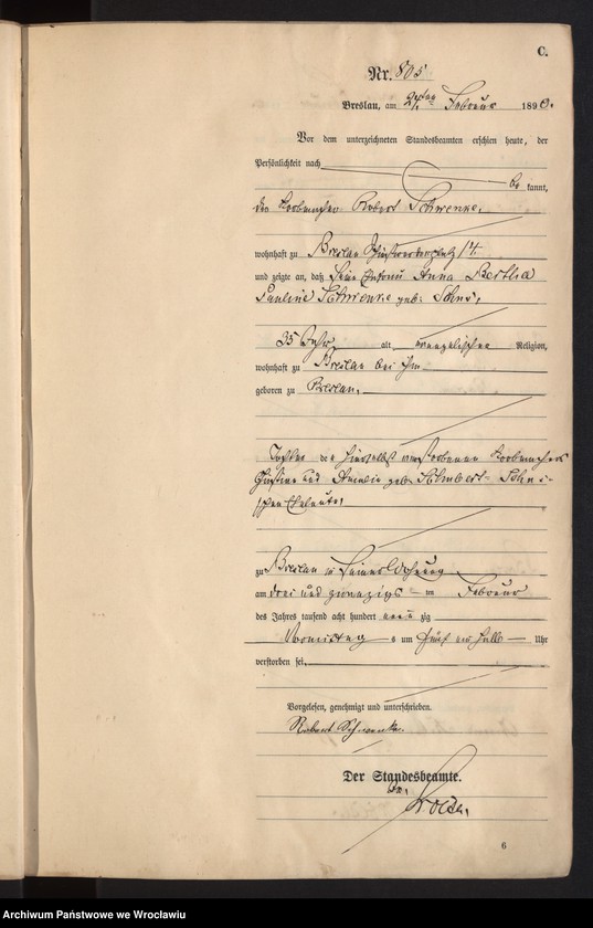 image.from.unit.number "Sterbe-Haupt-Register Breslau I 1890 Band 3"