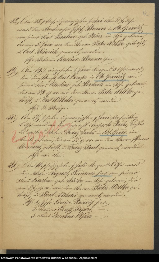 image.from.unit.number "Amtsgericht Schweidnitz Duplicate der Kirchenbücher der katholische Pfarr Kirche zu Gräditz"