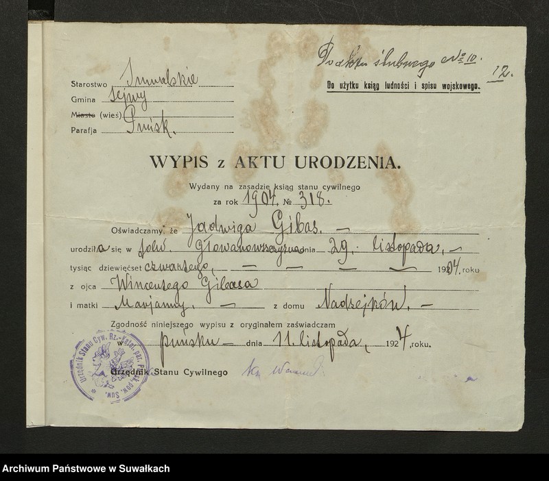 image.from.unit.number "Dokumenty zaślubionych Smolańskiej parafii za 1925 rok"
