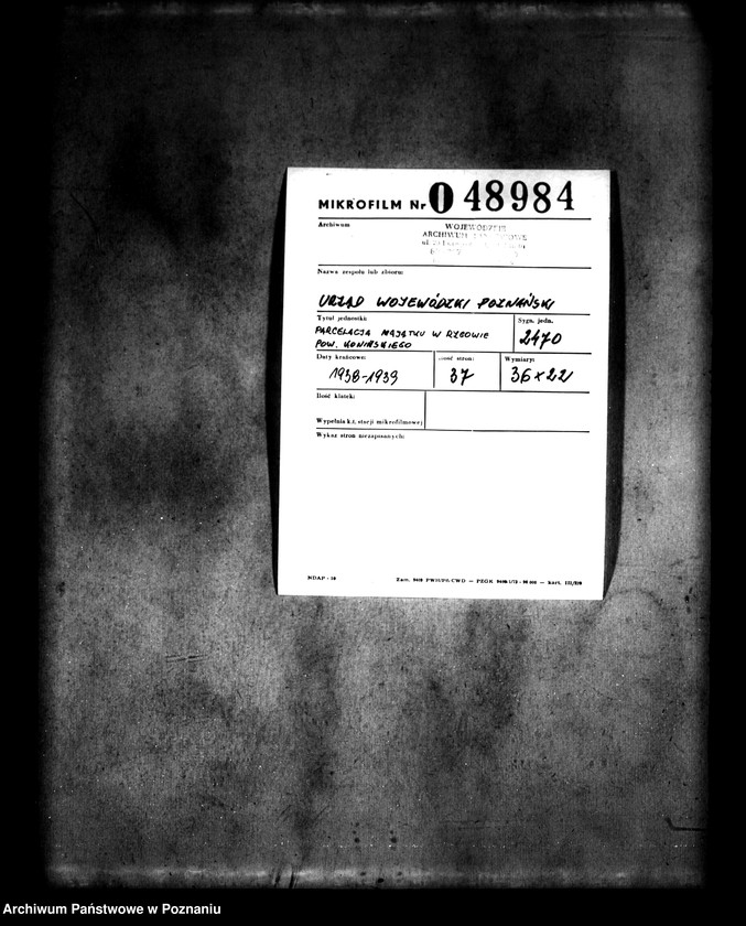 Obraz 2 z jednostki "/Parcelacja majątku w Rzgowie powiatu konińskiego/"