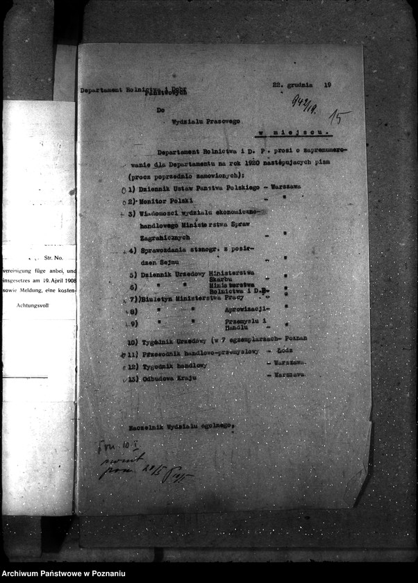 Obraz 20 z jednostki "Sprawy gospodarcze-ogólne Pisma i gazety"