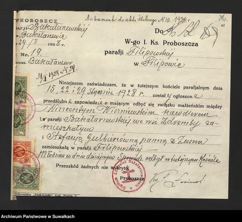 image.from.unit.number "Dokumenty przedstawione do aktów ślubnych w roku 1928 w filipowskiej r.k. parafji"