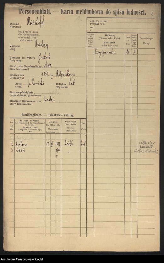 Obraz 4 z jednostki "[Spis ludności Łodzi] Mardofel - Markgraf"