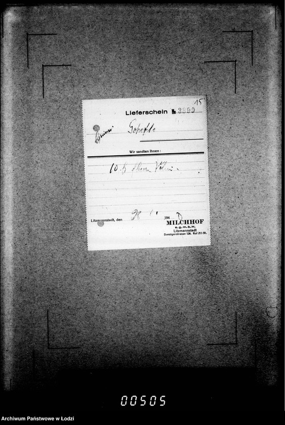 Obraz 19 z jednostki "Quittungen- Lieferscheine Desinfektionsanstalt"