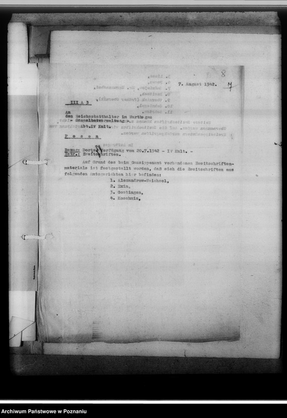 Obraz 12 z jednostki "Einziehung von Zweitbüchern. Schriftwechsel mit dem O.L.G und andere [korespondencja z władzami sądowymi w Poznaniu, spis sądów w okręgu poznańskim od 1941 roku]"