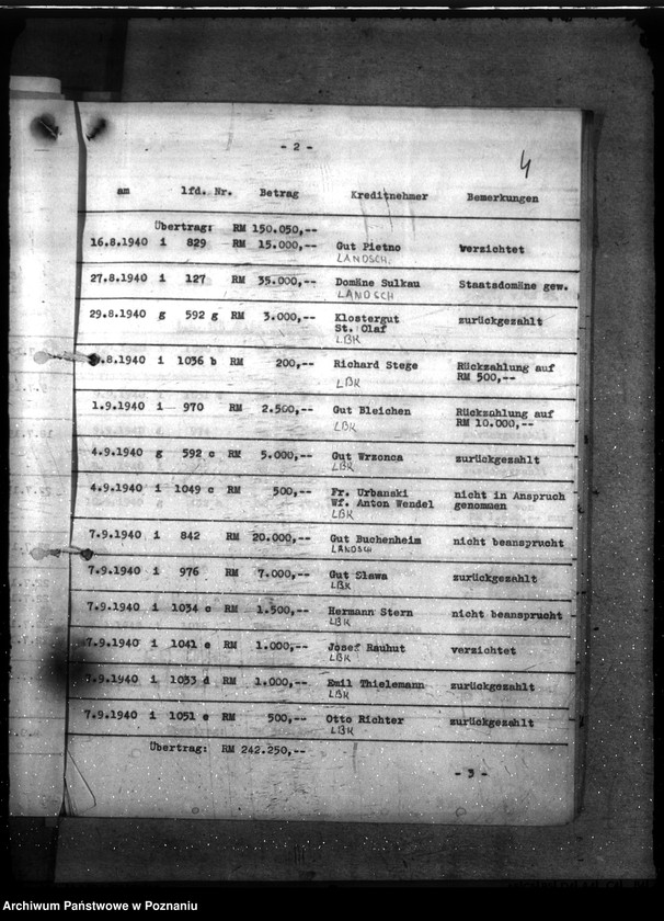 Obraz 8 z jednostki "Kredyt Stand per 30. IX. 1940."