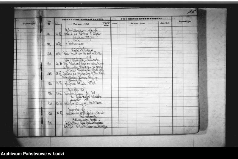 Obraz 18 z jednostki "Tagebuch [Dziennik przychodzącej i wychodzącej korespondencji]"