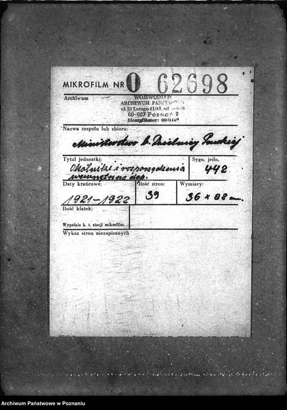 Obraz 2 z jednostki "Okólniki i rozporządzenia wewnętrzne dep."