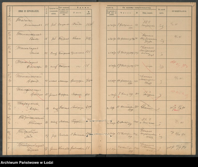 Obraz 13 z jednostki "[Księga ludności niestałej m. Łodzi lit. T]"