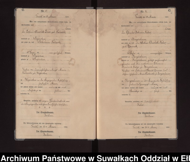 image.from.unit.number "Sterbe-Neben-Register des Königlichen Preussischen Standes-Amtes Gneist Kreis Loetzen"