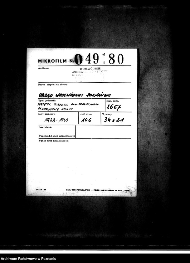 Obraz 2 z jednostki "Majątek Gorzewo powiatu obornickiego /przymusowy wykup/"