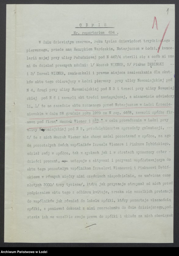 Obraz 3 z jednostki "Izrael Icek Winer, Pinkus Dębiński – sprzedaż galanterii"