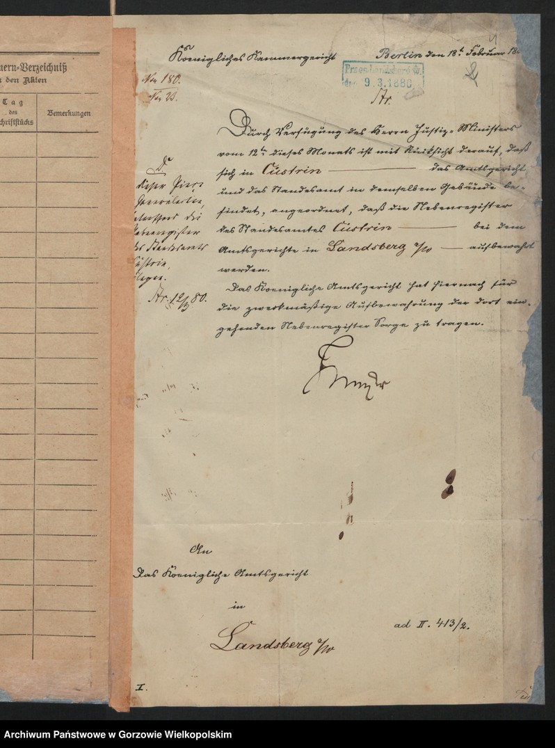 image.from.unit.number "Nebenregister des Standesamts zu Küstrin"