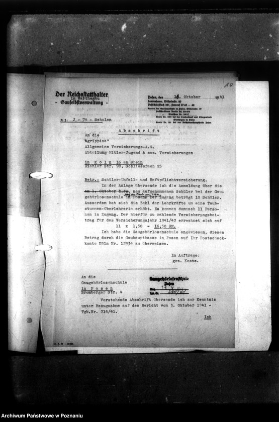 Obraz 13 z jednostki "Unfall und Haftpflichtversicherung Schüler und Lehrkräfte. [Sprawy ubezpieczeniowe]."